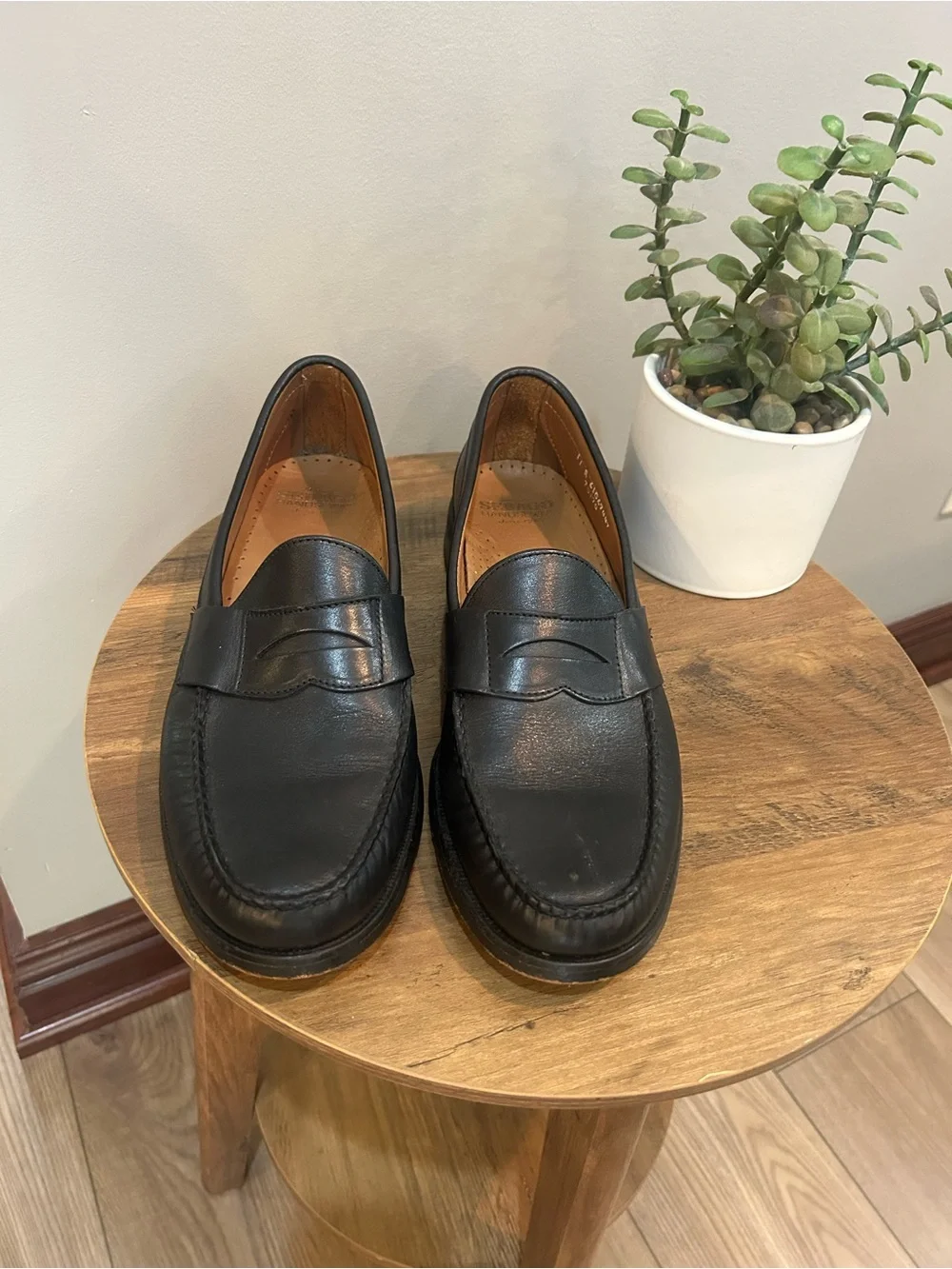 Sebago Handsewn Black Leather Penny Loafers Men’s 11A